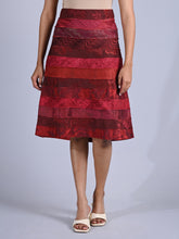 Maba Silk Jacquard upcycled A line Skirt - Red